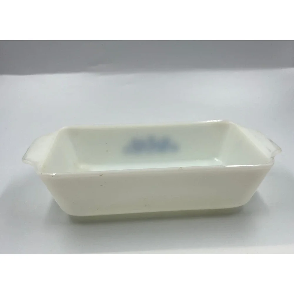 Vintage Anchor Hocking FireKing Milk Glass Casserole Dish 1 Qt‎ Blue Cornflower